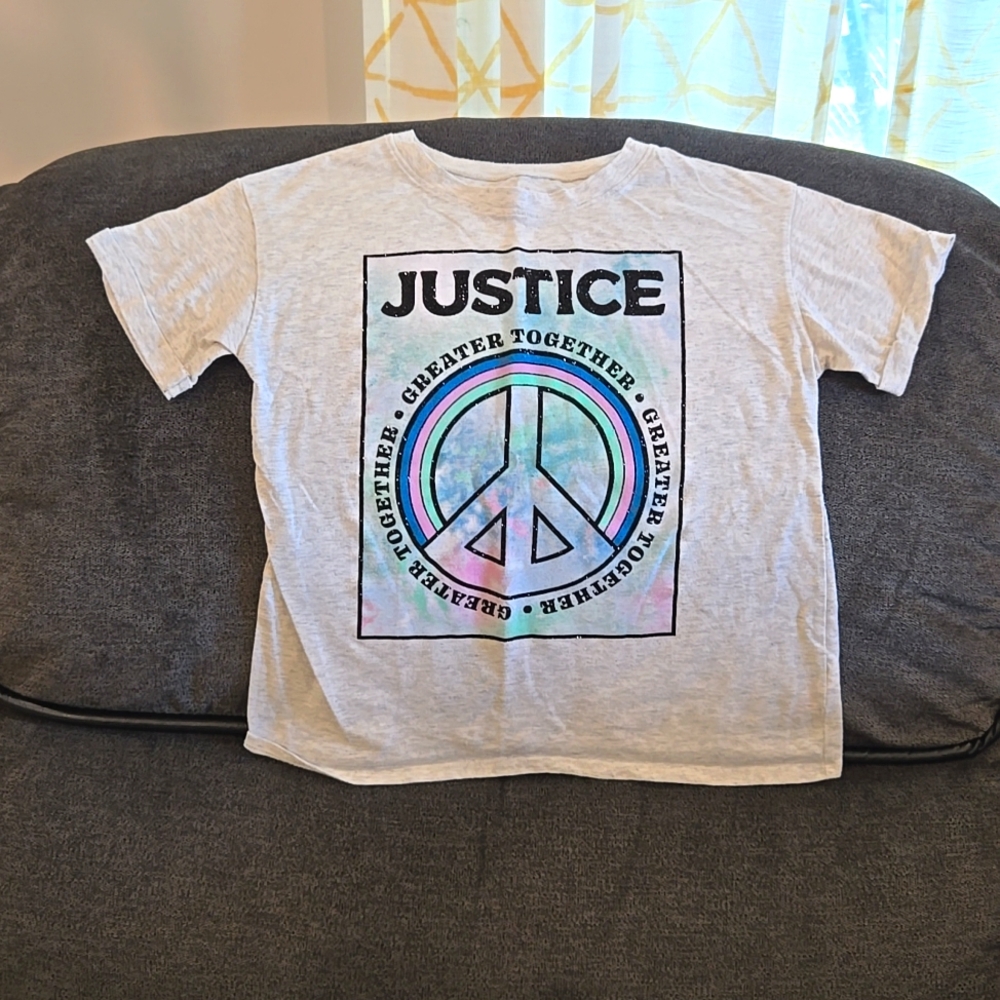 Girls Heather gray Justice t-shirt size M